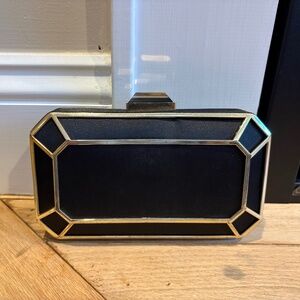 Black and gold clutch with chain strap
